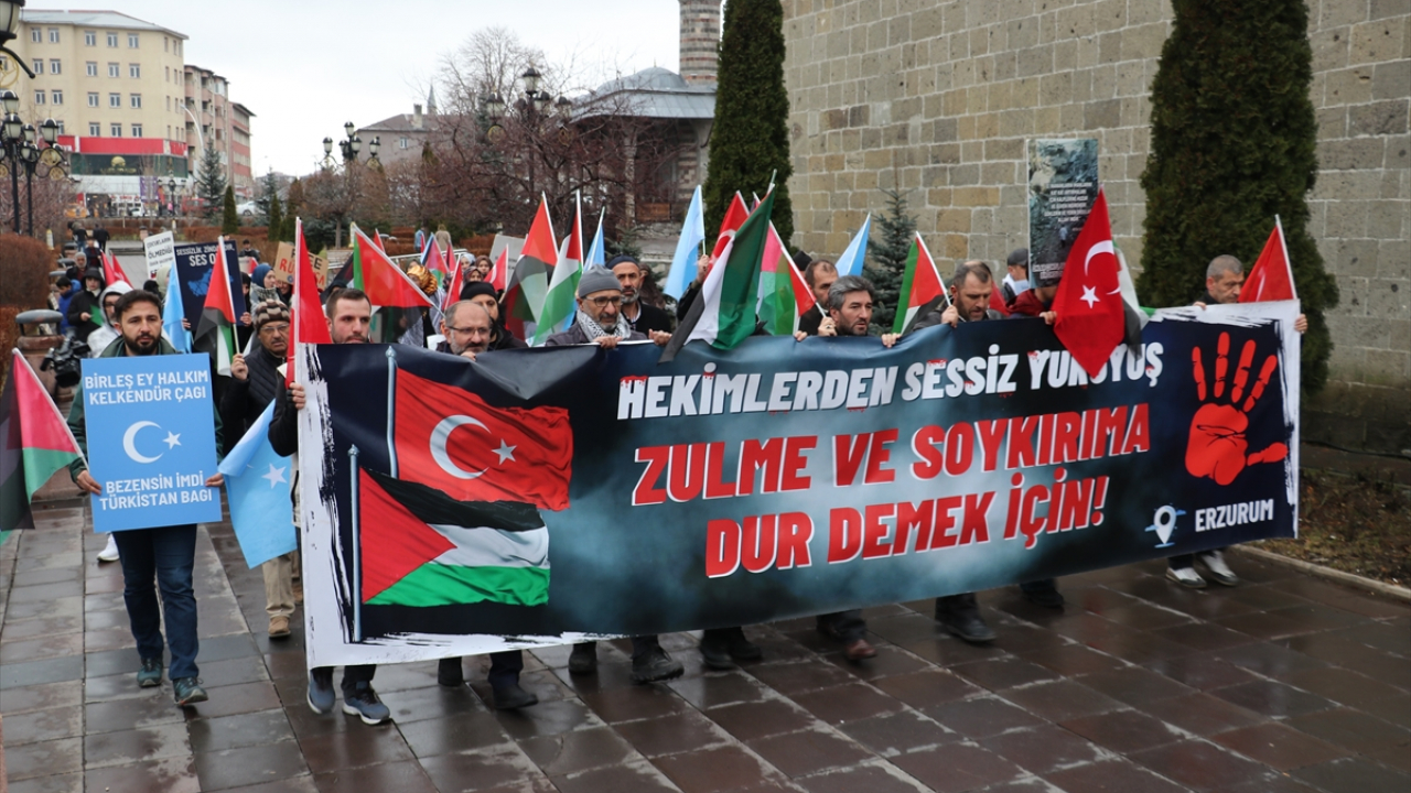 Erzurum'da sağlık çalışanlarından güçlü duruş